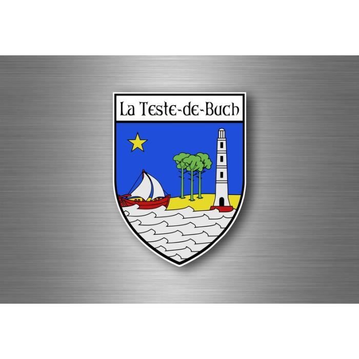 33 La Teste-de-Buch Logo Ville Sticker Autocollant Plaque Angles Arrondis Couleur De Fond Bleu