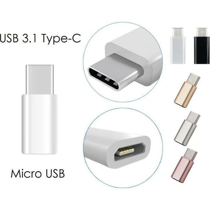 Adaptateur Micro USB Vers USB C Coudé GELRHONR - 2PCS Angle Gauche Pour Smartphone, Dash Cam, Voiture