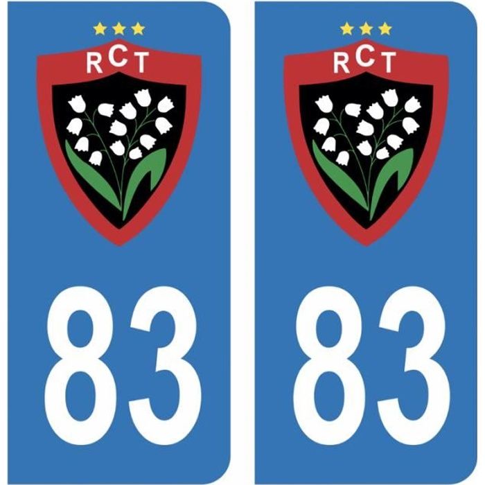 Stickers autocollant plaque d'immatriculation FRANCE XV RUGBY voiture BLEU