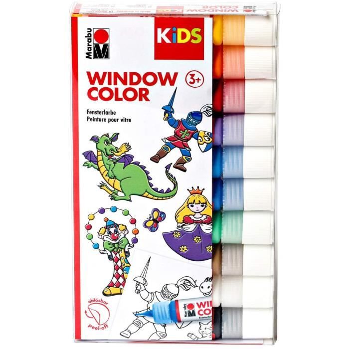 Fournitures scolaires Marabu Kids Window Color, kit de 10, Assorti Noir 175480