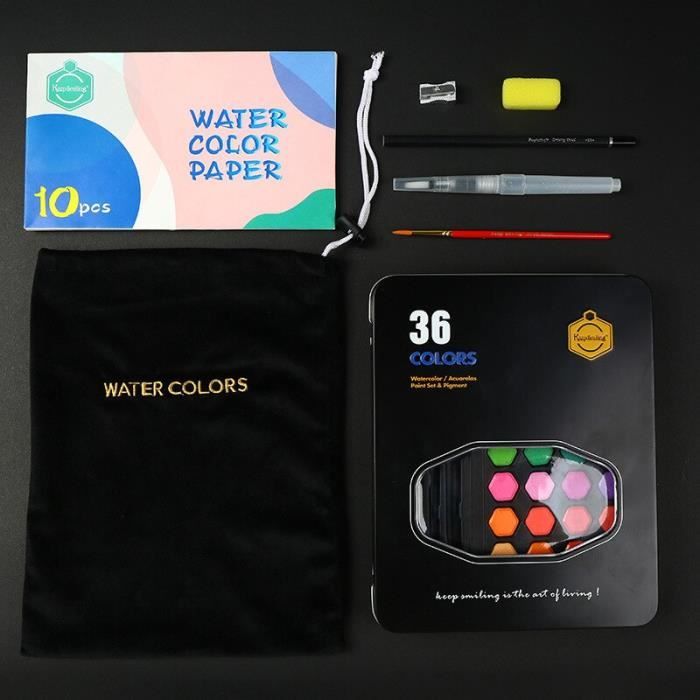 Ensemble de peinture aquarelle unicolore de base SeamiArt avec pinceau