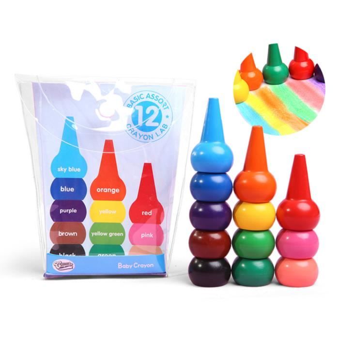 12 Crayons Twistables Lavables Et Non Toxiques Pour Enfants 1-8 Ans - Faciles à Tenir, Pas De Taille Nécessaire