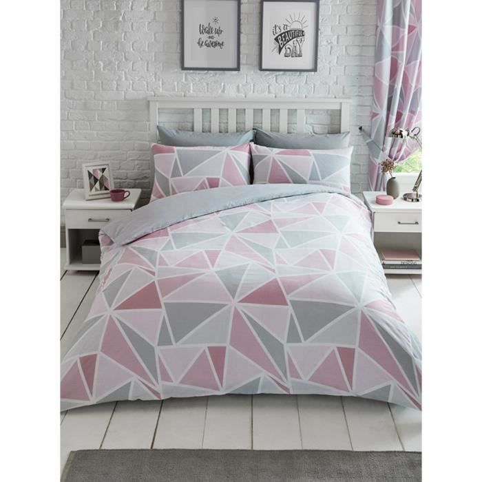 Housse De Couette Rose Pale Et Gris Ensemble Housse De Couette Double Geometrique Metro Rose Gris Achat Vente Housse De Couette Seule Cdiscount