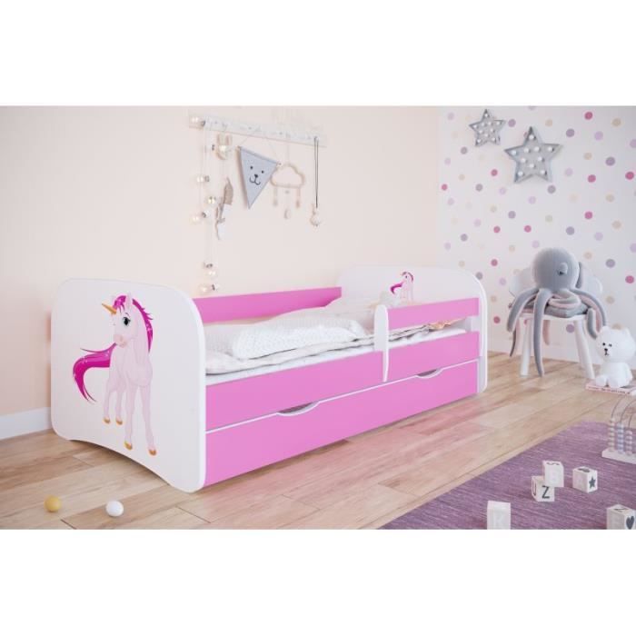 Lit bébé Licorne Rose avec tiroir et matelas 140/70 - Kocot Kids Lit bébé Licorne Rose avec tiroir et matelas 140/70 - Kocot Kids