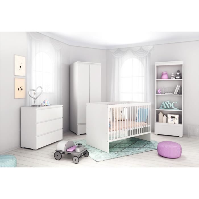 Chambre Bebe Neo 01 4 Elements Lit Bebe 1x60 Cm Avec Matelas Commode Penderie 2 Portes Etagere Fabrication Europeenne Cdiscount Puericulture Eveil Bebe