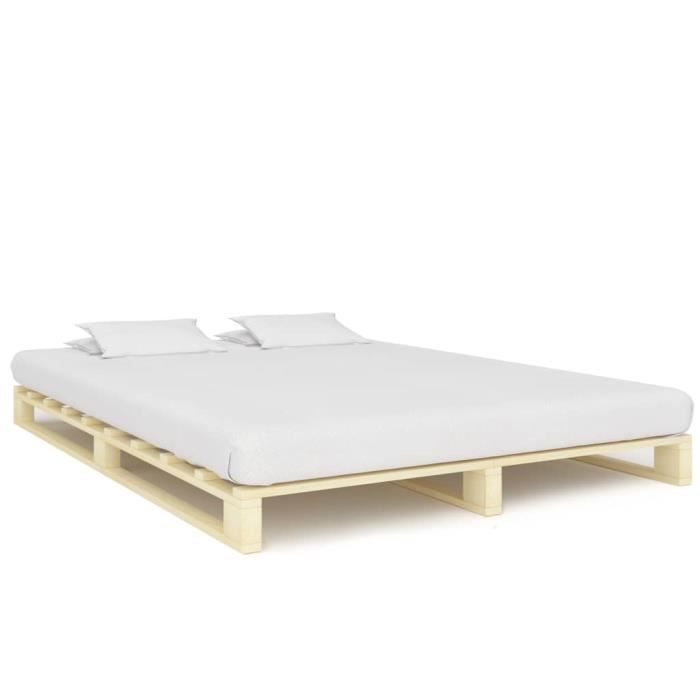 Cadre de Lit adulte Scandinave de palette Bois de pin massif 140x200 cm - BEST MEUBLE2022 - Jills
