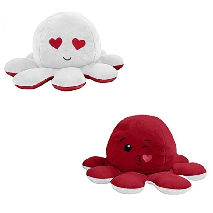 Pieuvre en Peluche Jouets Poupée de Poulpe Flip Double Face Poupée danimaux en Peluche de Poulpe Réversible Doux Cadeaux de Jouets Créatifs pour Enfants Famille Amis 02 Poulpe Multicolore