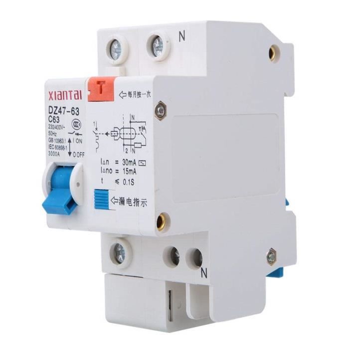 Disjoncteur Différentiel 1P+N 10A 30mA AC - BYDB1L-63 Pour Tableau électrique Sur Rail DIN - 6