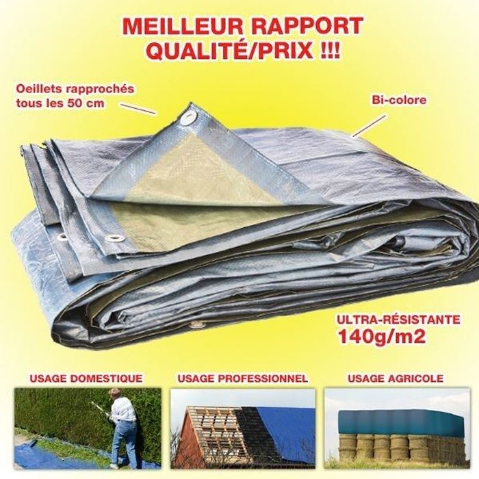 le camping B/âche de protection orange r/ésistante et imperm/éable avec /œillets pour prot/éger les meubles de jardin 100 g//m/ètre carr/é la couverture de toit et bien plus encore