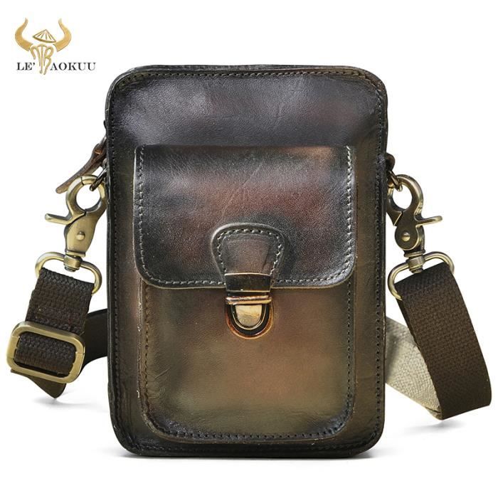Pochette Homme Ceinture Noir, Sacoche De Ceinture De Téléphone Portable Cuir, 6.5 Vertical Sac