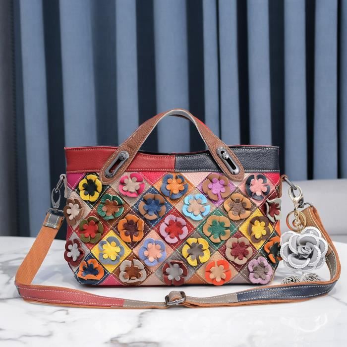 Sac bandouli re femme Gaohe sac main en cuir pour femmes nouvelle collection 2020 couleurs de fleurs Type Flower Mosaic