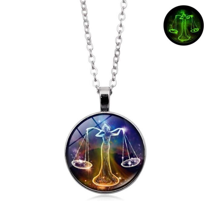 Pendentif Lumineux Vert Avec Chaîne + Pochette Organza - Neuf Sans Emballage