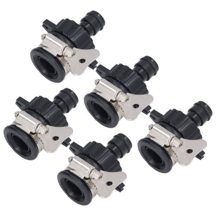 Connecteur De Robinet Rapide - Lot De 5, ABS Et Caoutchouc, 6.5x3.5 Cm, Pour Arrosage Jardin Et Tuyaux