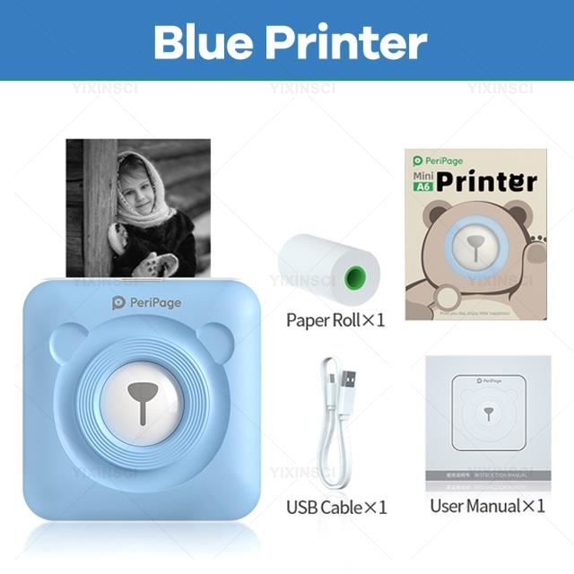PeriPage imprimante Photo thermique Portable A6 Mini imprimante  d39étiquettes autocollantes connexion Bluetooth appa Blue Printer -  Cdiscount Informatique