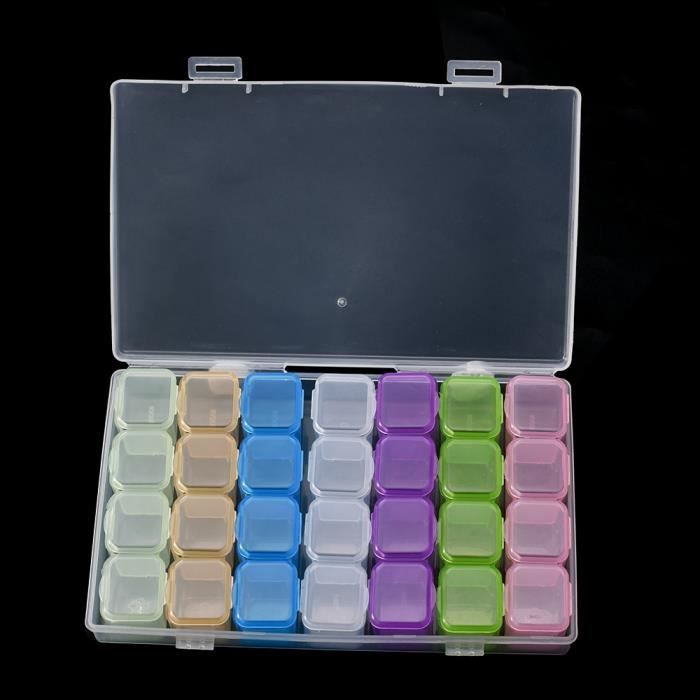 Boîte De Rangement Pour Diamants à Peindre - 30 Petits Contenants Avec Outils - Rose, Dimensions 22x17.5x8.5 Cm