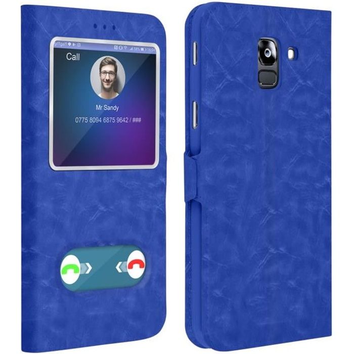 Etui pour Samsung Galaxy J6 Housse Folio Double Fen tre Fonction