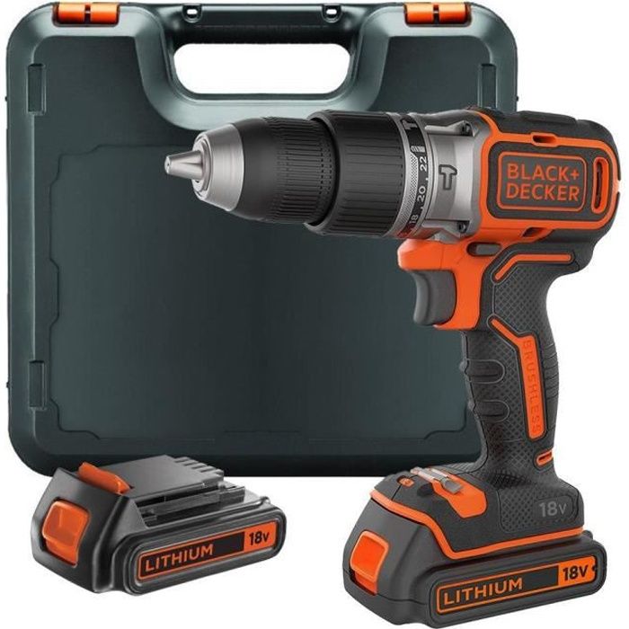 Black & Decker BL188K1B2 Perceuse à percussion sans fil 18V 2x batteries coffret Cdiscount