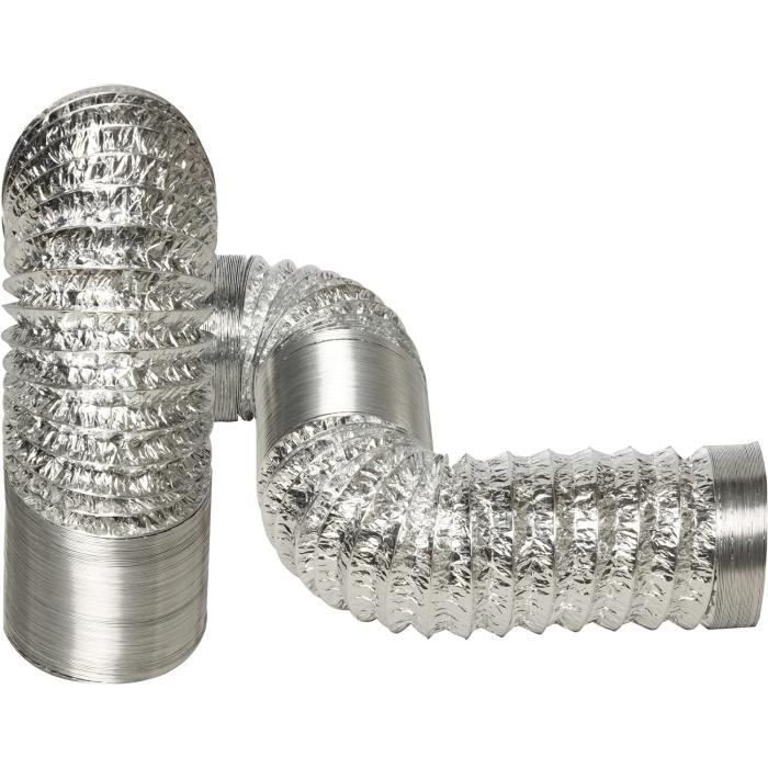 Tuyau Flexible Ventilation Aluminium 150mm - Longueur 10 Mètres, Référence CFD150_10, Noir