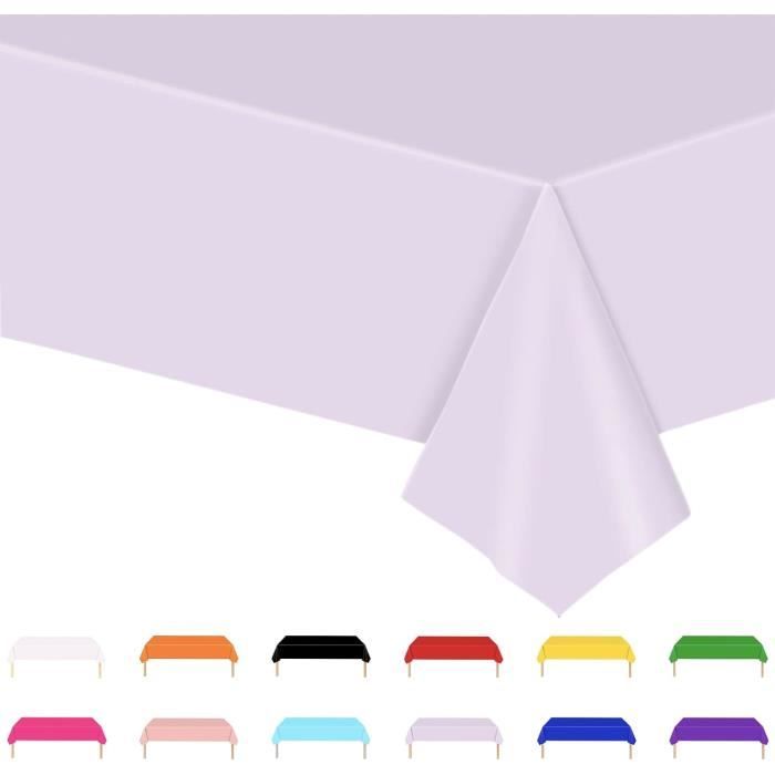 POPOYU Nappe Jetable Violet Pâle Rectangulaire 274x137 Cm – Parfaite Pour Anniversaire, Mariage, Pique-Nique Ou Fête En Extérieur