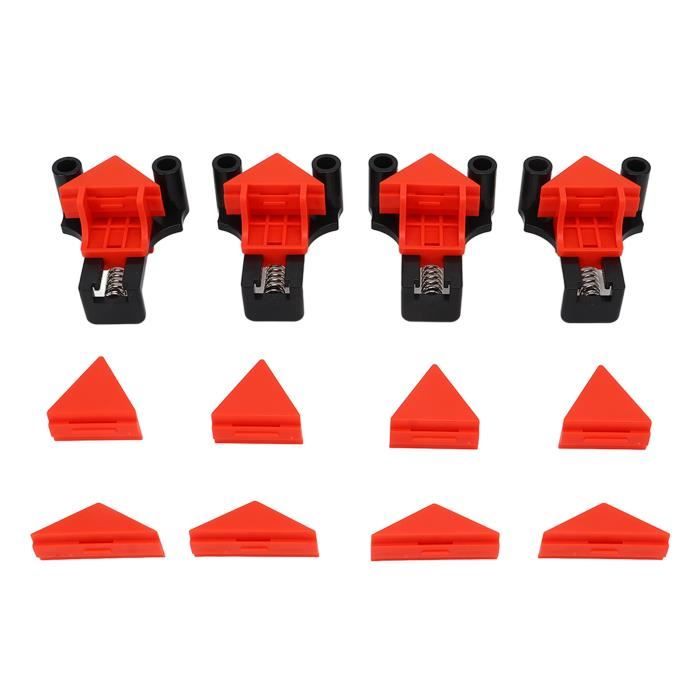 Lot De 4 Pinces à Angle Droit 90° - Mâchoires Réglables En Aluminium Rouge - Pour Menuiserie, Assemblage De Meubles