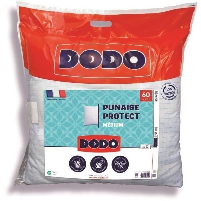 Oreiller médium DODO 60x60 cm Protection anti punaise anti acarien 550 gr Fabriqué en France
