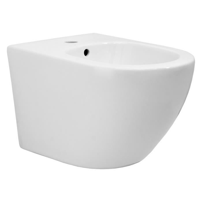 ECD Germany Bidet Mural Suspendu avec Trou pour et Protection