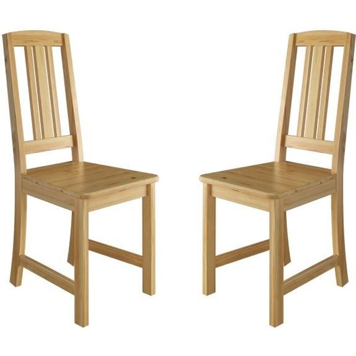 chaises de cuisine en pin massif naturel - erst-holz - 90.71-22-d - lot de 2 - conception solide et confortable