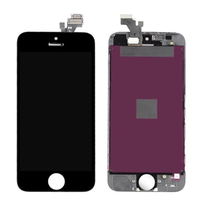 Écran LCD Complet Pour IPhone 5 Noir - Vitre Tactile Intégrée Sur Châssis - Facile à Installer Sans Outils Spéciaux