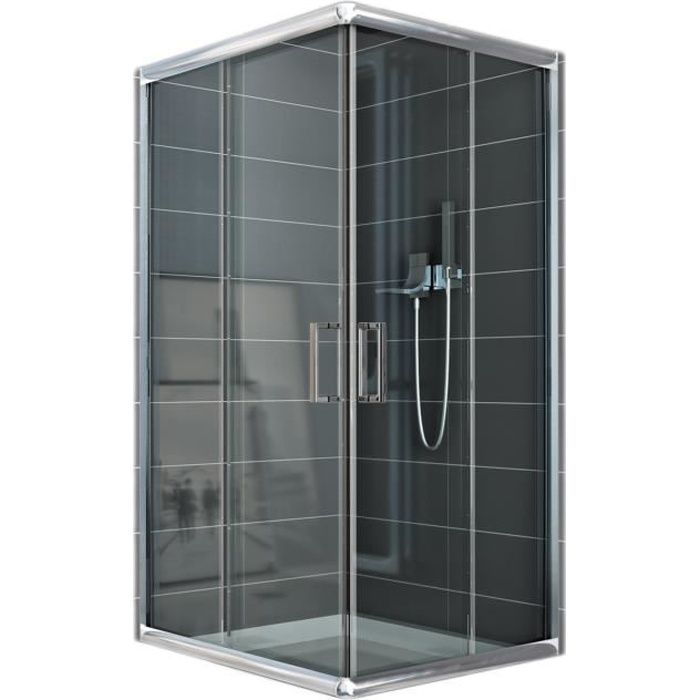 Cabine De Douche Angulaire Idralite Alabama – 120x80 Cm, H185 Cm – Verre Opaque – Paroi Coulissante