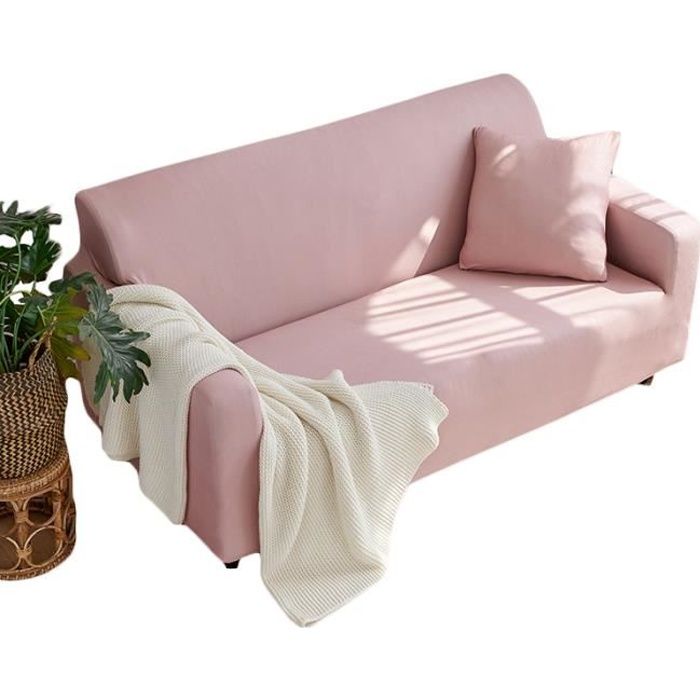 housse de canape de 3 places couleur unie pour longueur de 190 230 cm rose achat vente housse de canape cdiscount