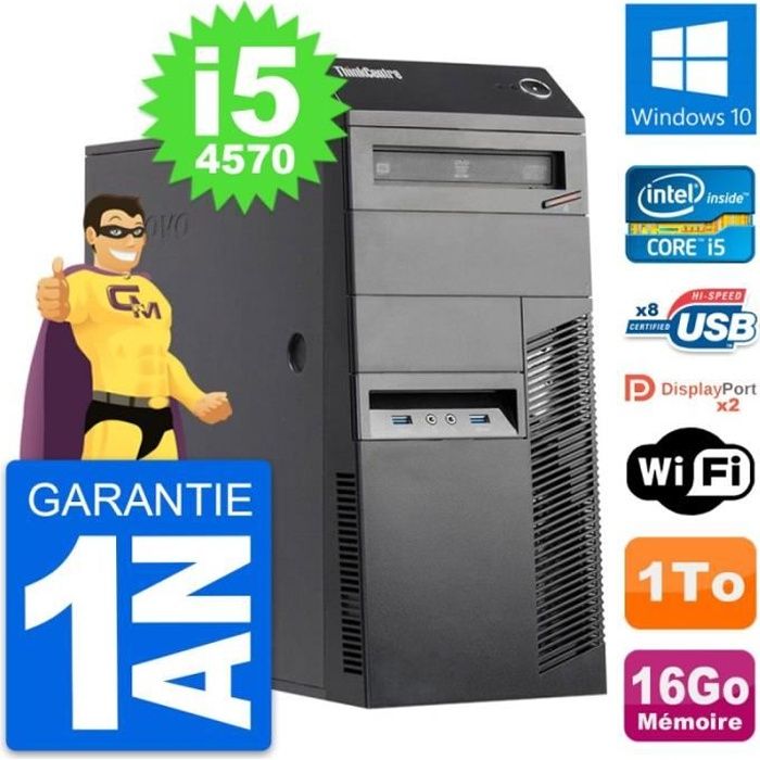 PC Tour Lenovo ThinkCentre M83 Intel i5-4570 RAM 16Go Disque 1To Windows 10 Wifi