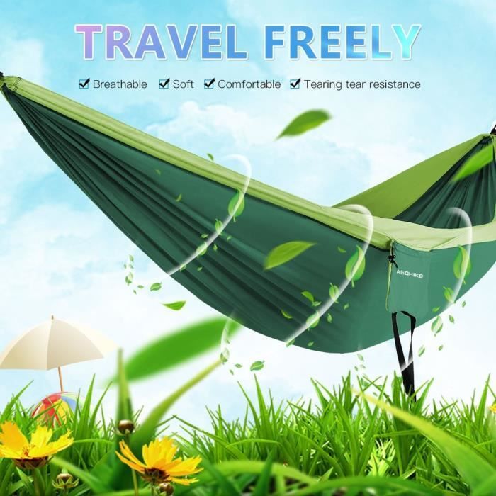 Hamac de jardin en parachute portable - Marque Nisi - Couleur marron