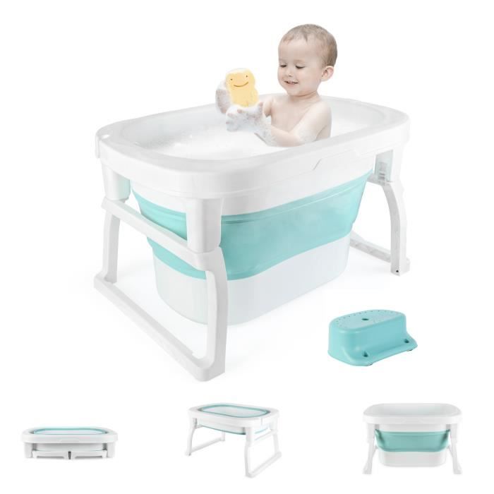 Baignoire pour bébé pliable - MENGDA - Siège de bain - Sécurité et qualité - Bleu