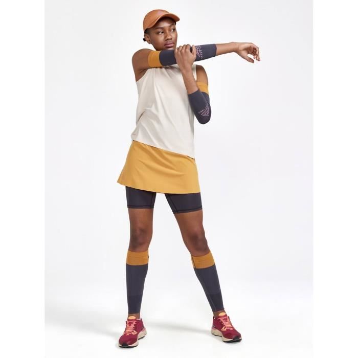 jupe-short trail femme craft pro trail 2in1 - desert - s - orange - running - respirant