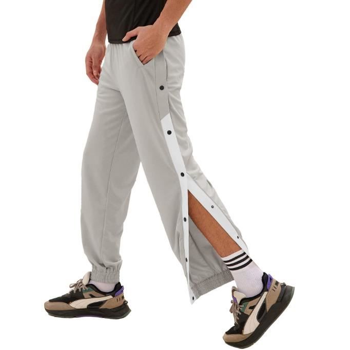 Pantalon Survetement A Bouton Pression Lateral pour Hommes Pantalon Survetement Homme avec Boutonniere Laterale A Ouvrir Sport gris