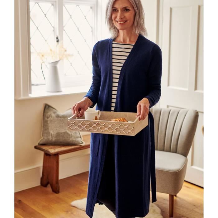 WoolOvers Robe de chambre luxueuse Femme Cachemire Merinos Bleu nuit moderne Bleu nuit Cdiscount Pret a Porter