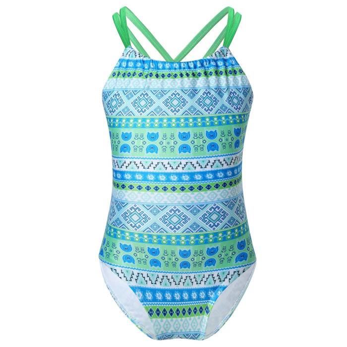 YiZYiF Maillot De Bain 2 Pièces Fille 7-16 Ans - Tankini Bikini Imprimé Zèbre, Haut Halter Et Short