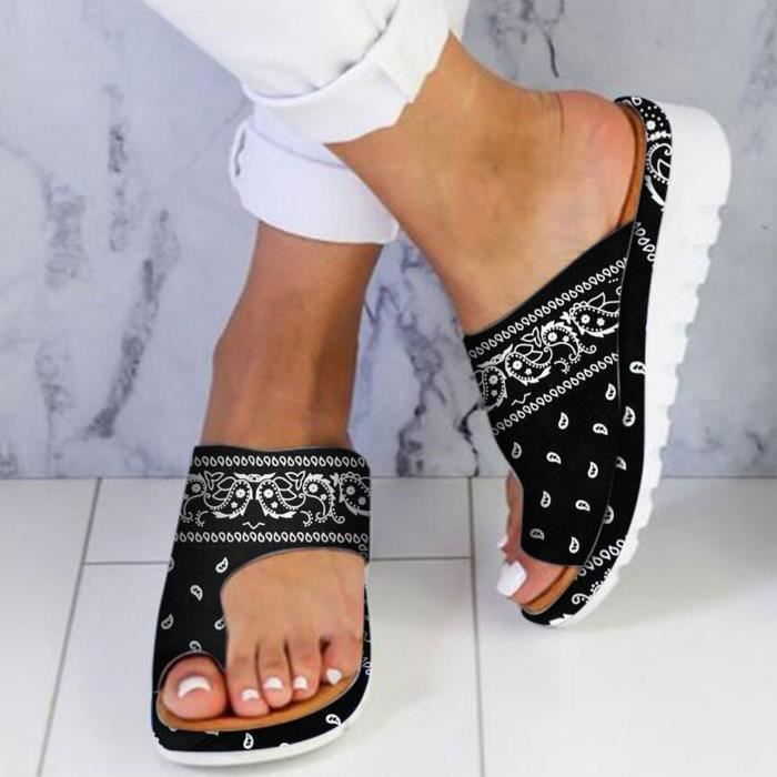 Sandales-tongs Pour Femmes Avec Sangle à La Cheville - Plates, Multicolores, Tailles 35 à 44 - Faux Cuir - Neufes Sans Emballage
