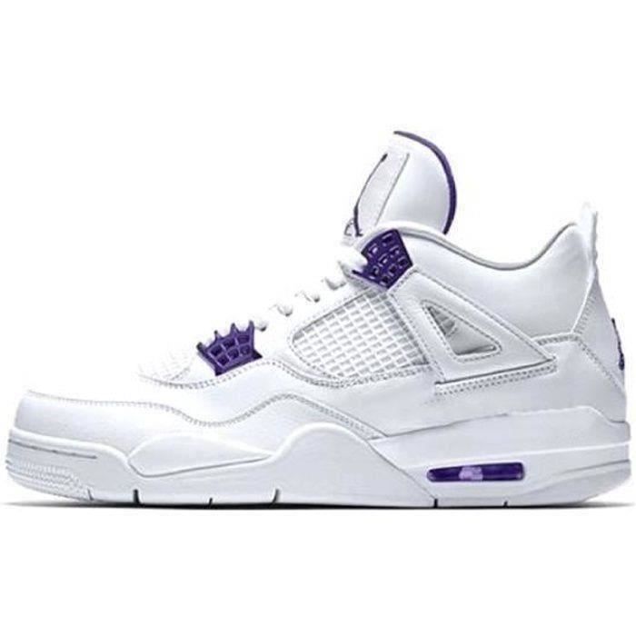 Basket AIRS Jordans 4 Jordanss 4 AJ4 Chaussures Vintage Homme et Femme-blanc  violet blanc violet - Cdiscount Prêt-à-Porter