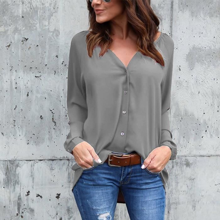Femme Chemisier Manches Longues Casual L che Respirant El gant