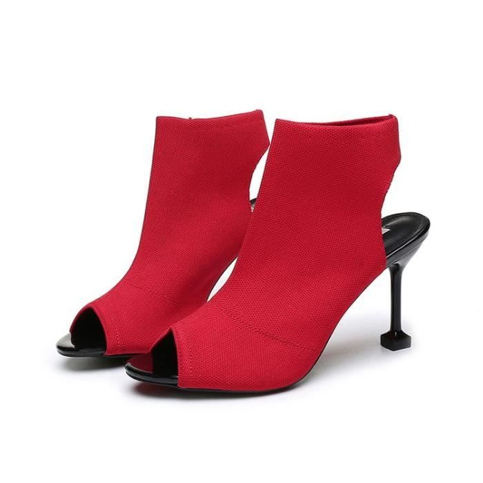 Escarpins Femme Talon aiguille Confortable Rouge HAIKEYI