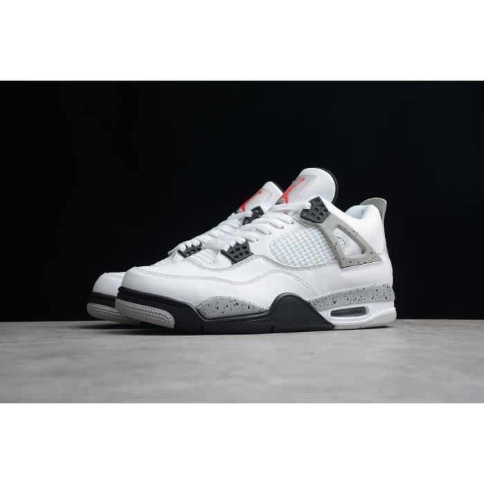 Baskets NIKEEES Airs-Jordans 4 noir et blanc 840606-192 Chaussures Hommes et Femmes Sz-44 Noir 