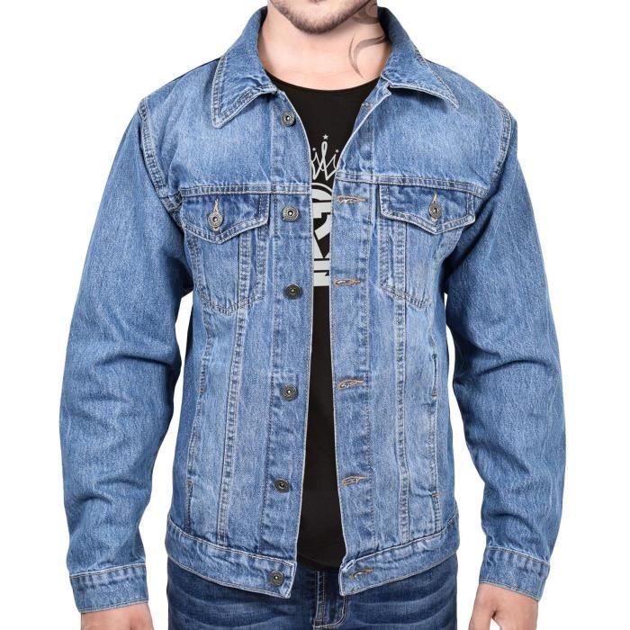 Homme Veste Mode Denim Veste Jean Bleu Clair Manches Longues Manteau Pour Hommes S-M-L-XL-XXL