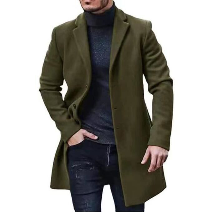 Manteau Homme Pardessus Veste Mi long Caban Chaud Automne Hiver Vert Vert Cdiscount Pret a Porter