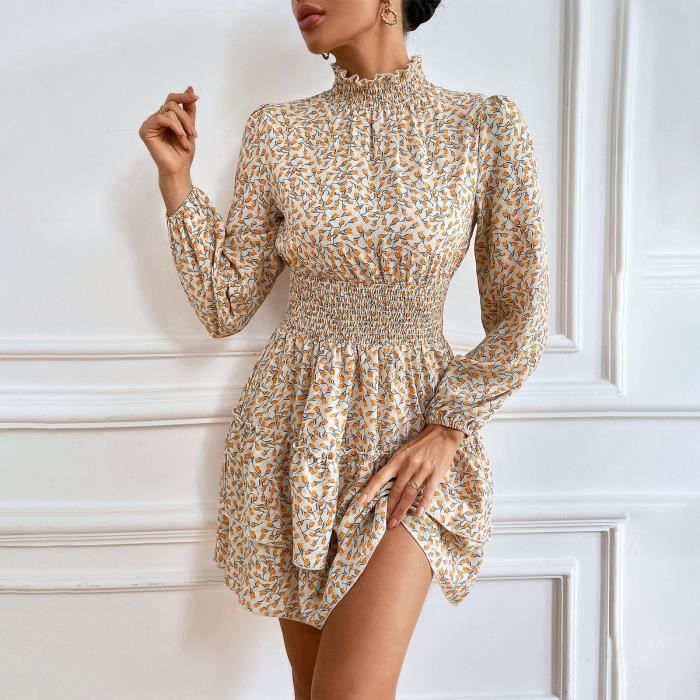 Robe Courte Femme Chic Brillante - Manches Longues, Épaules Dénudées, Style Soirée Cocktail
