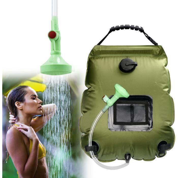 MIUUIPI Sac Douche Solaire Camping 20L - Douche Portable Avec Pommeau - Chauffage Solaire Jusqu'à 45°C Pour Randonnée