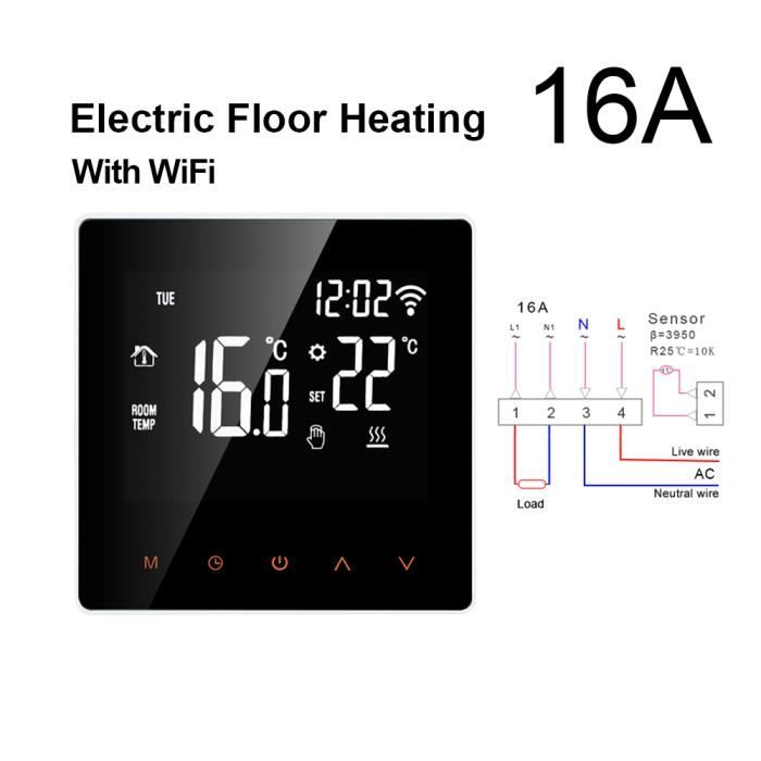 Thermostat intelligent électrique - PRUMYA - connecté chauffage électrique  Thermostat à distance pour la maison noir - Cdiscount Bricolage