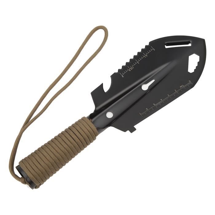 Mini Pelle Tactique 7 En 1 BZTAC - Petite Pelle De Camping, Randonnée, Acier Inox