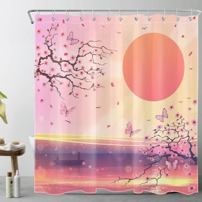 LB Esthétique Floral Rideaux De Douche 120x175cm (LxH) Papillon Bleu