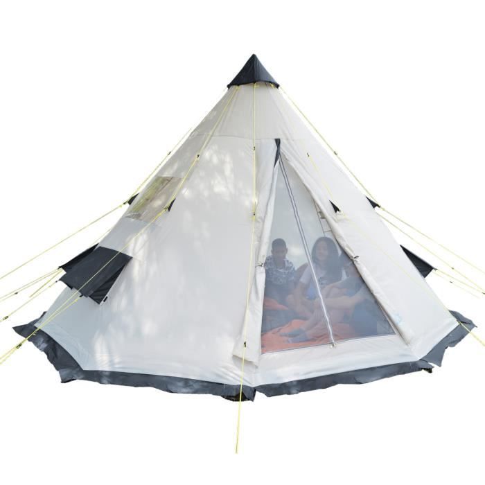 Skandika Tente Tipi 10 personnes - Tente de camping, imperméable, sol cousu, moustiquaire, 3000 mm | tente de festival, glamping